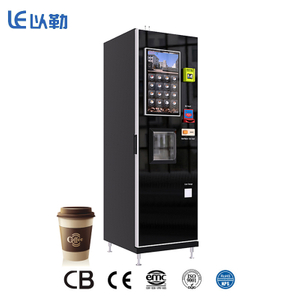 Máquina expendedora comercial de café molido fresco Espresso comercial totalmente automática operada con tarjeta de crédito con dispensador de tazas